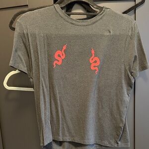 Charcoal Short Sleeve Tee with Red Snake Motif